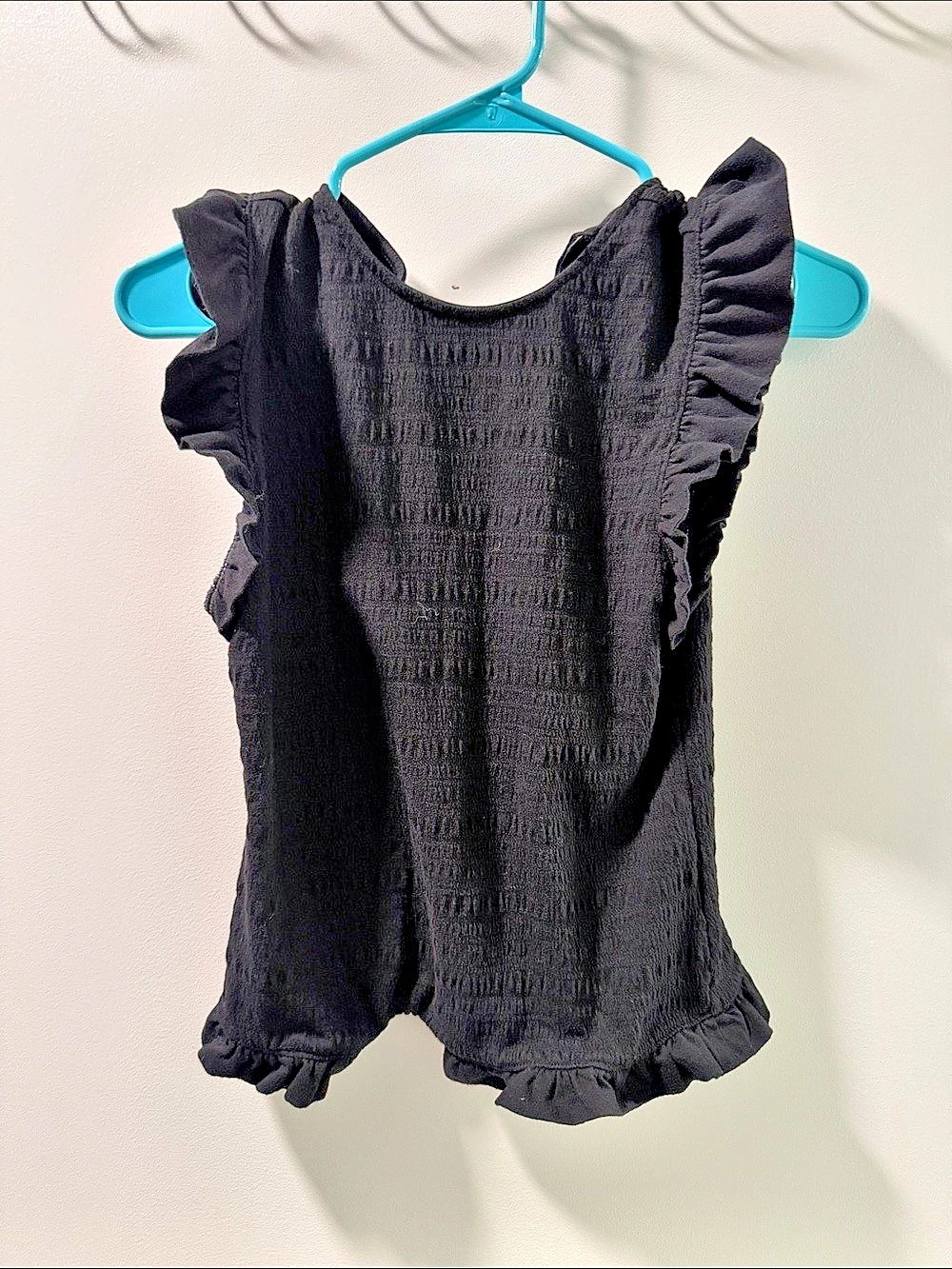 Express Ruffle Smocked Top Black Small